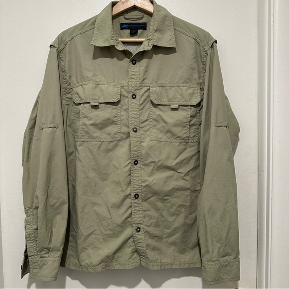 Eastern‎ Mountain Sports Mens Shirt S Olive Green Long Sleeve Button up Vented - Picture 1 of 10